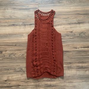 Brown Knit Long Sleevless Size Large